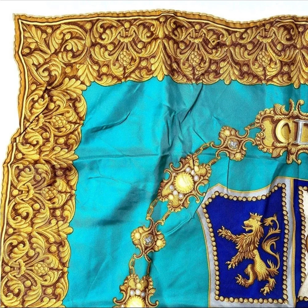 Dior Turquoise and Gold Scarf